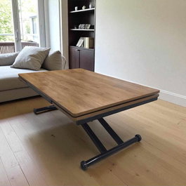 Hanah Home Mesa de Comedor Extensible Nogal y Negro